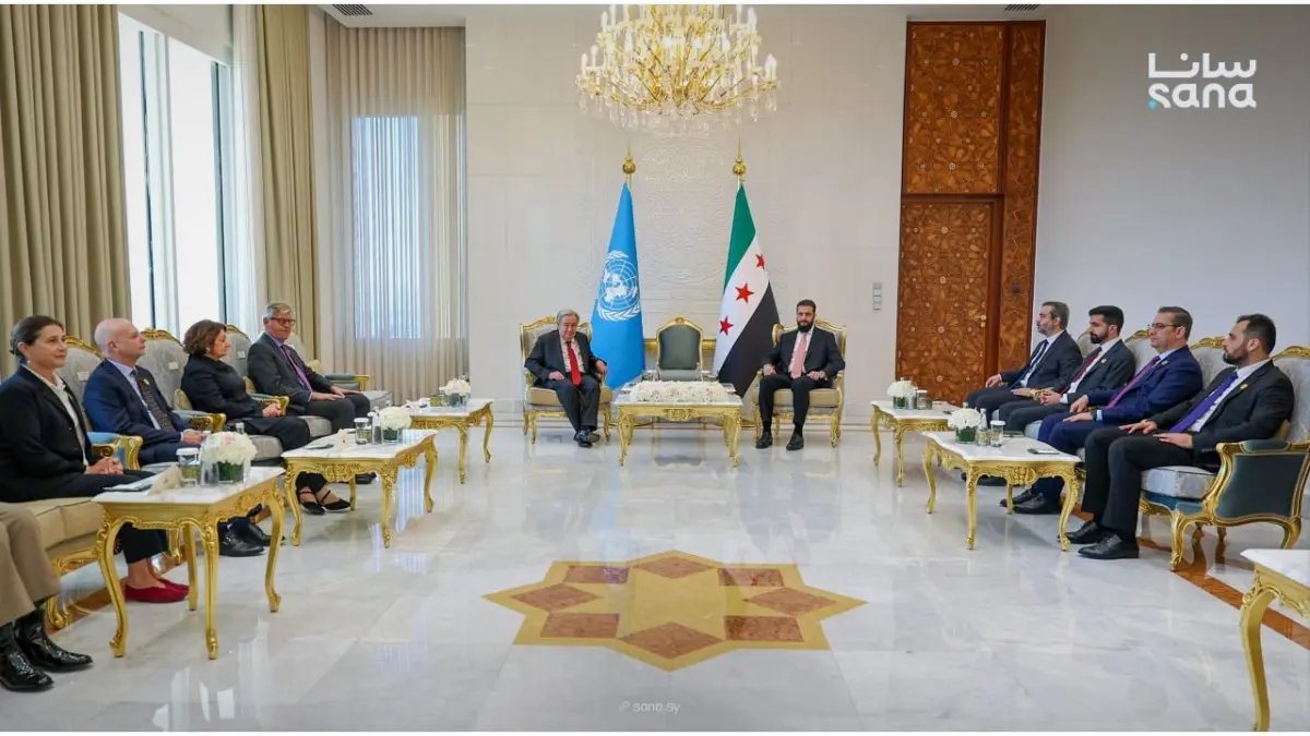 الشرع يستقبل غوتيريش وبحثا في تعزيز التعاون ودعم التعافي وإعادة الإعمار